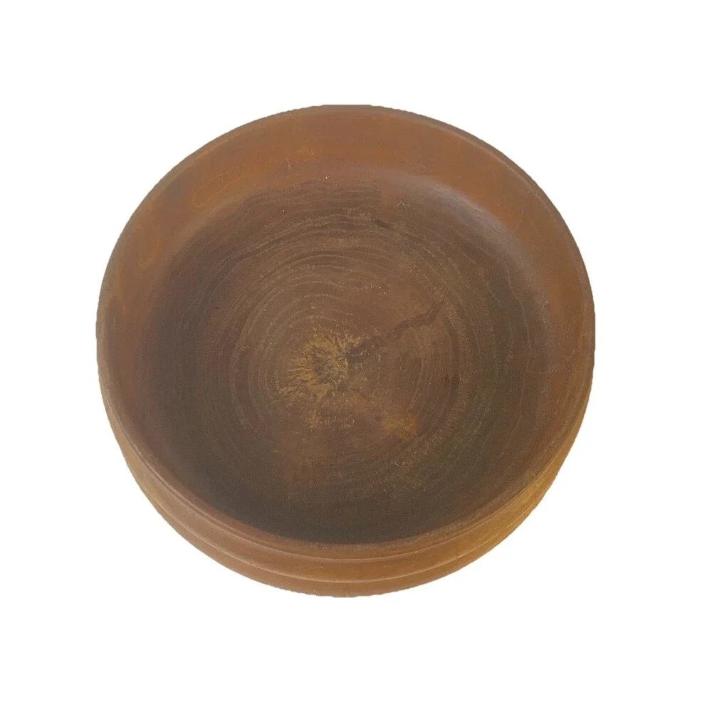 Vintage Hand Turned Wooden Bowl Shows Wood Grains Made Out Of Single Wood Piece